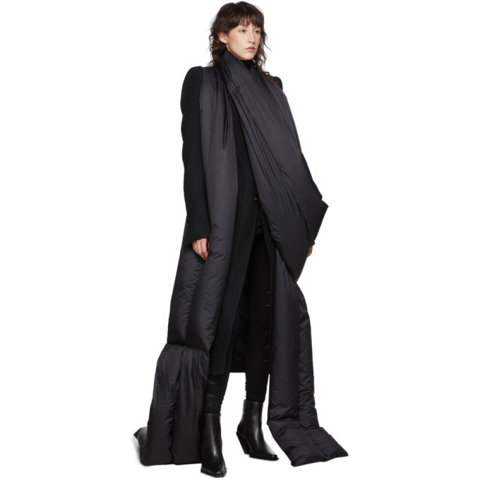 Rick Owens Black Down Long Stole Scarf 