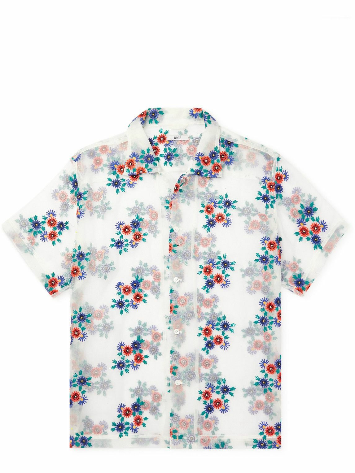 BODE - Embroidered Silk-Gauze Shirt - White Bode