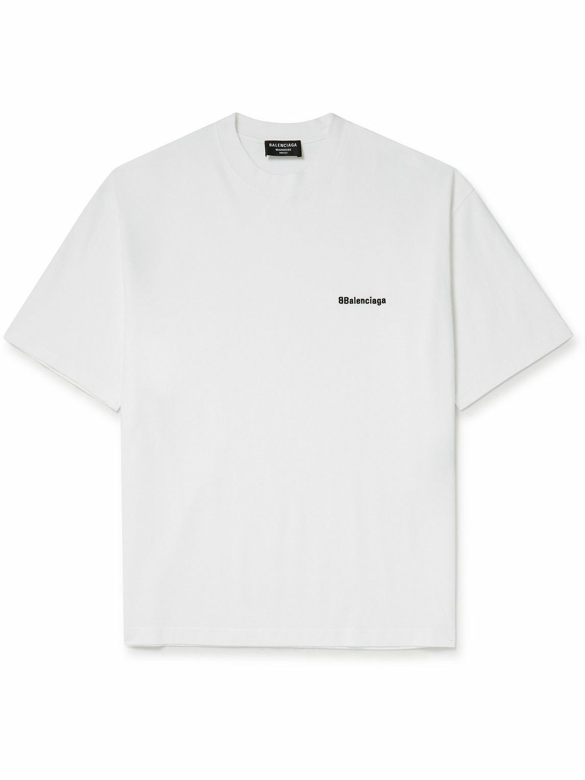 Photo: Balenciaga - Oversized Logo-Embroidered Cotton-Jersey T-Shirt - White
