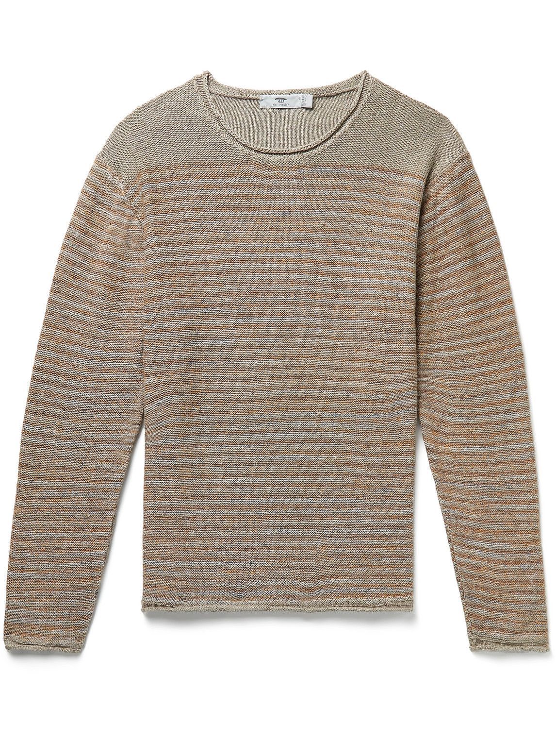 Photo: Inis Meáin - Striped Linen Sweater - Brown
