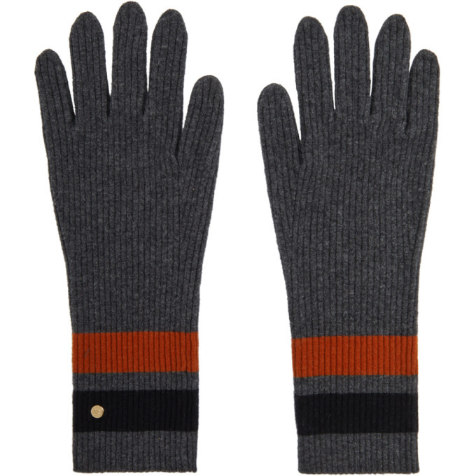 Burberry Navy Cashmere Logo and Kingdom Gloves Burberry