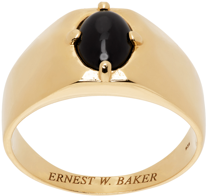 Ernest W. Baker Gold Onyx Stone Ring Ernest W. Baker