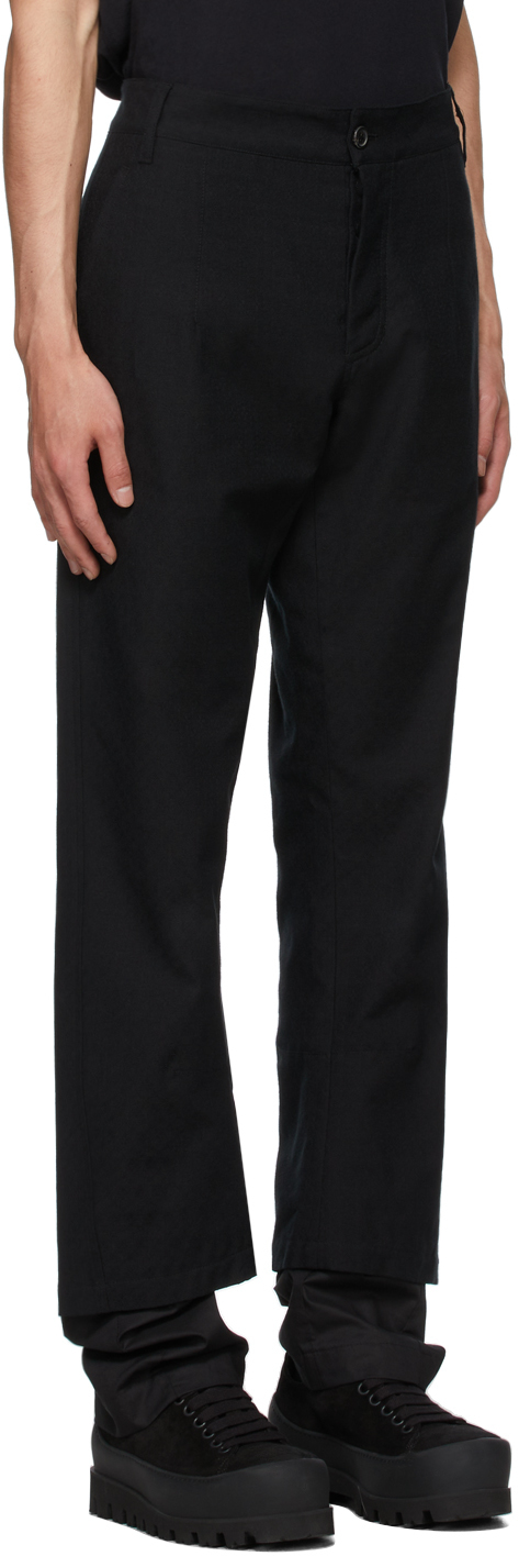 Ann Demeulemeester Black Cotton Double Hem Trousers Ann Demeulemeester