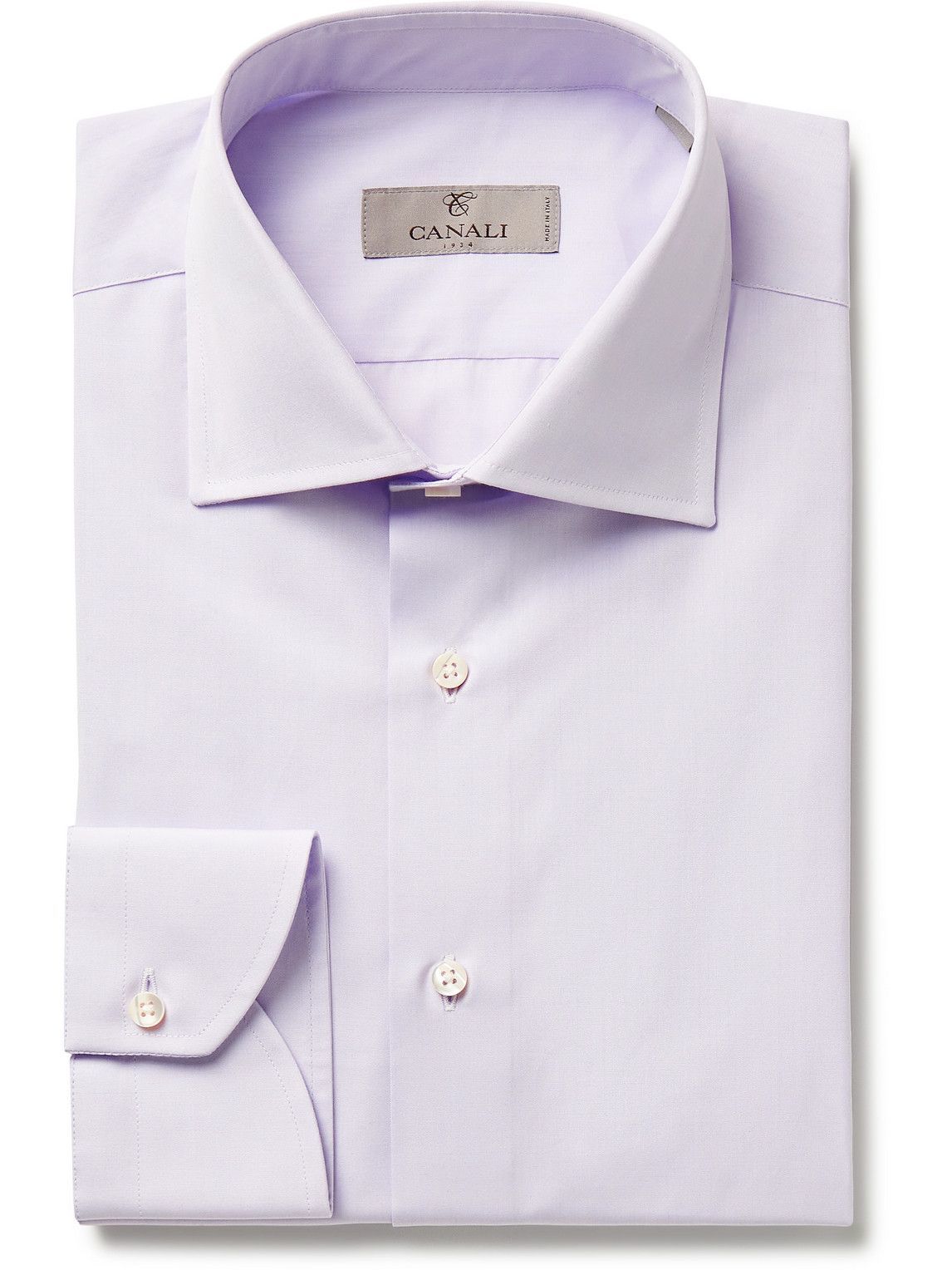 Canali - Cutaway-Collar Cotton Shirt - Purple Canali