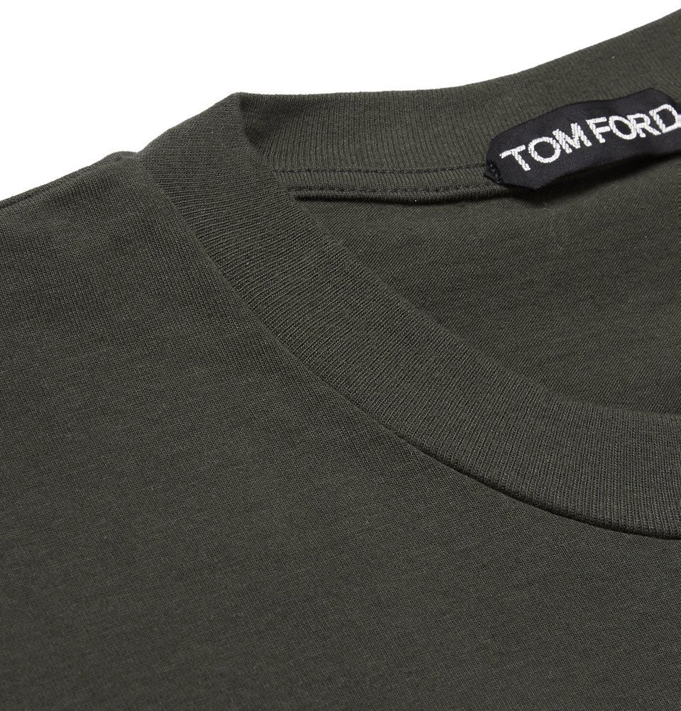 TOM FORD - Slim-Fit Cotton-Jersey T-Shirt - Men - Army green TOM FORD