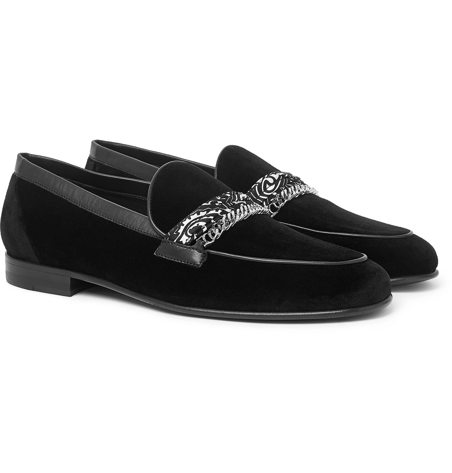 AMIRI - Embellished Leather-Trimmed Velvet Loafers - Black Amiri