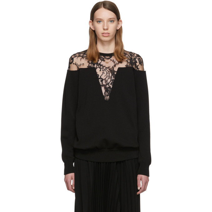 Givenchy Black Lace-Trimmed Sweater 