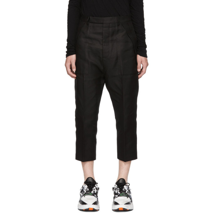 Rick Owens Black Cropped Cargo Trousers Rick Owens