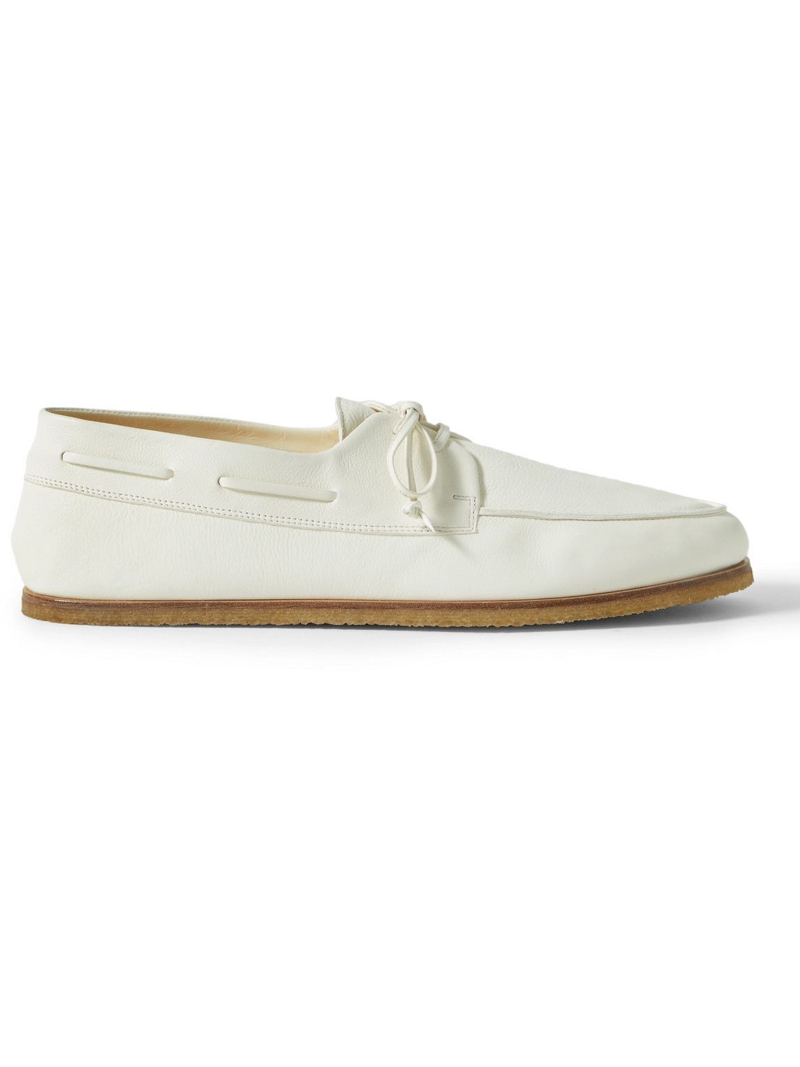 Photo: The Row - Sailor Full-Grain Leather Boat Shoes - White