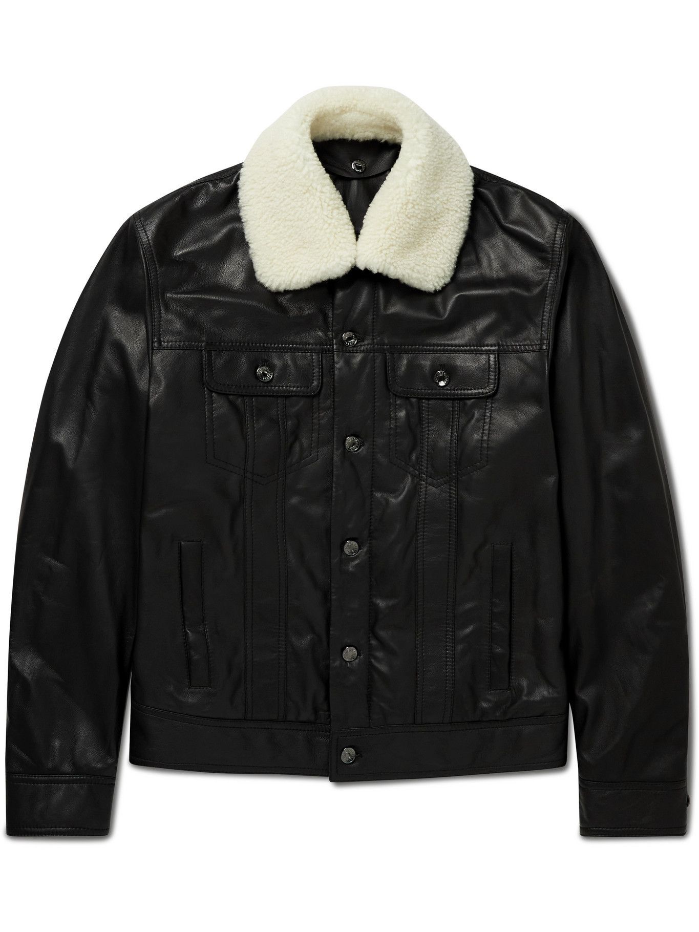 Dolce & Gabbana - Shearling-Trimmed Padded Leather Jacket - Black Dolce &  Gabbana