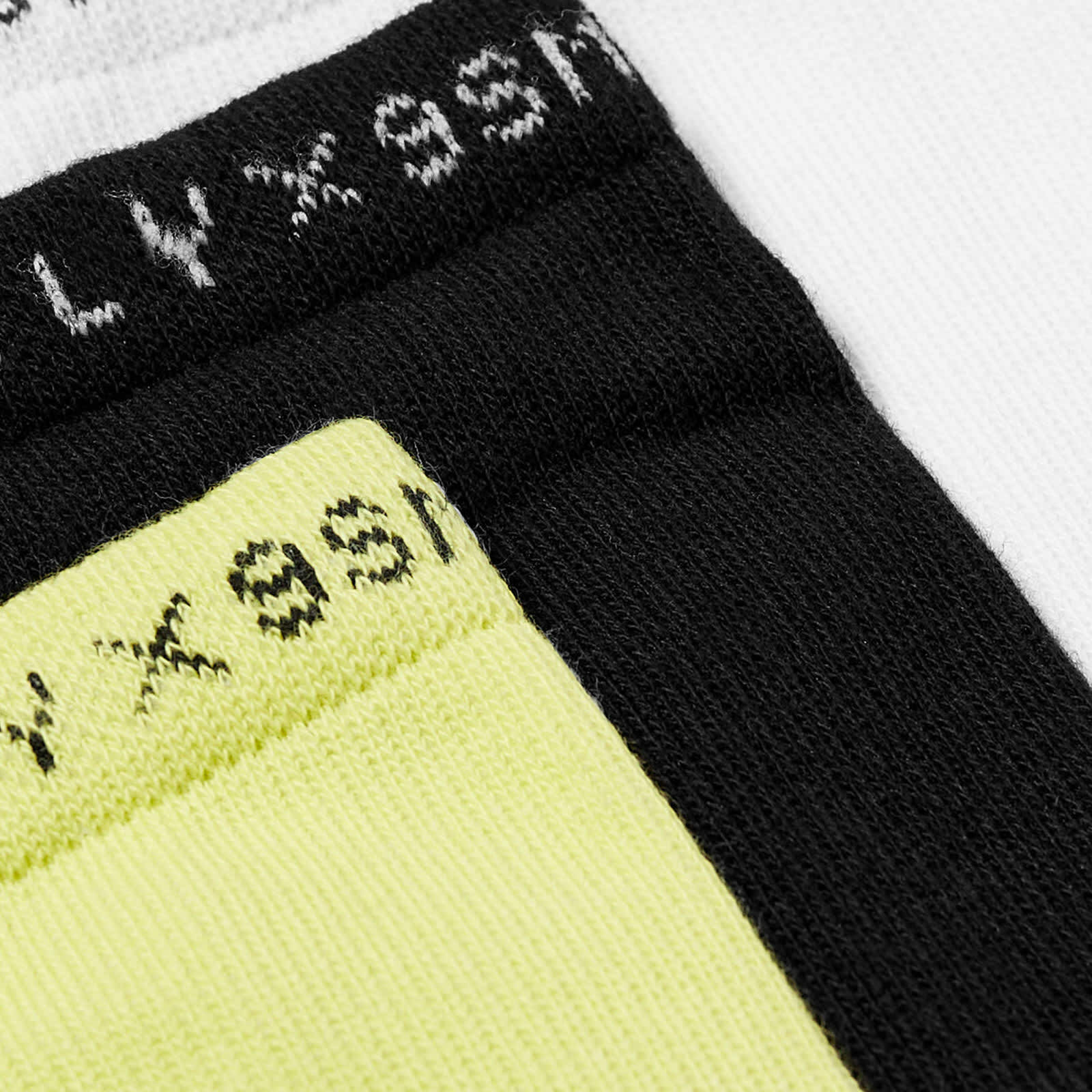 1017 ALYX 9SM Women's 3 Pack Socks in Black/White/Neon Washed Yellow ...