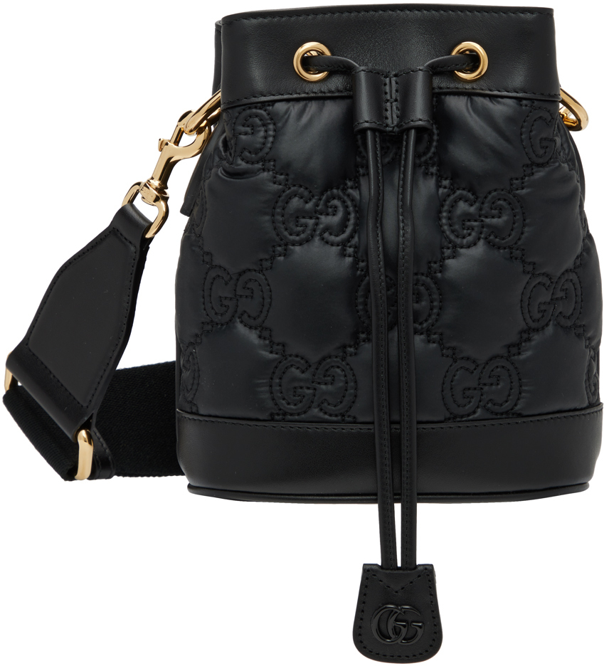 Gucci Black GG Matelassé Bucket Bag Gucci