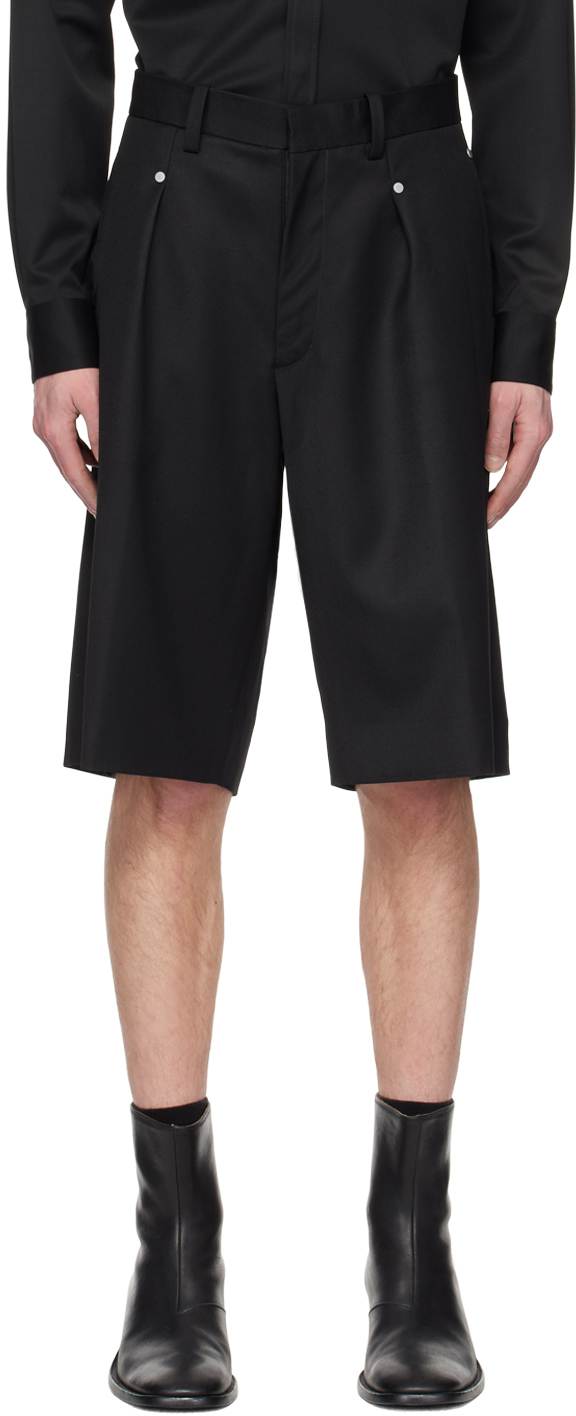 Omar Afridi Black Pleated Shorts