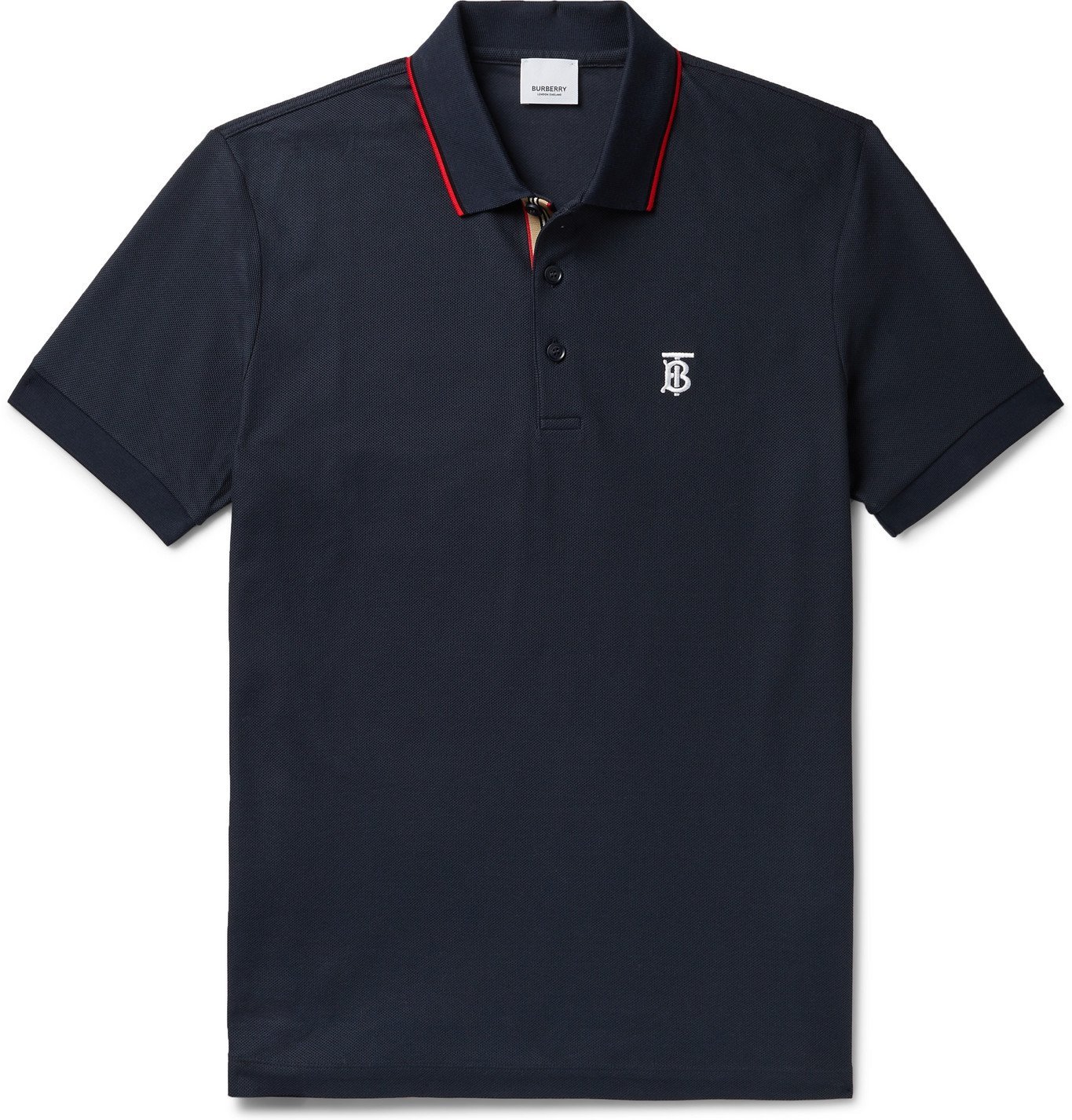 Burberry - Logo-Embroidered Contrast-Tipped Cotton-Piqué Polo Shirt ...