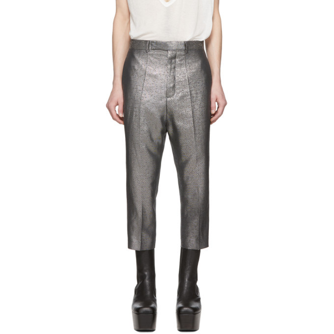 silver cropped trousers