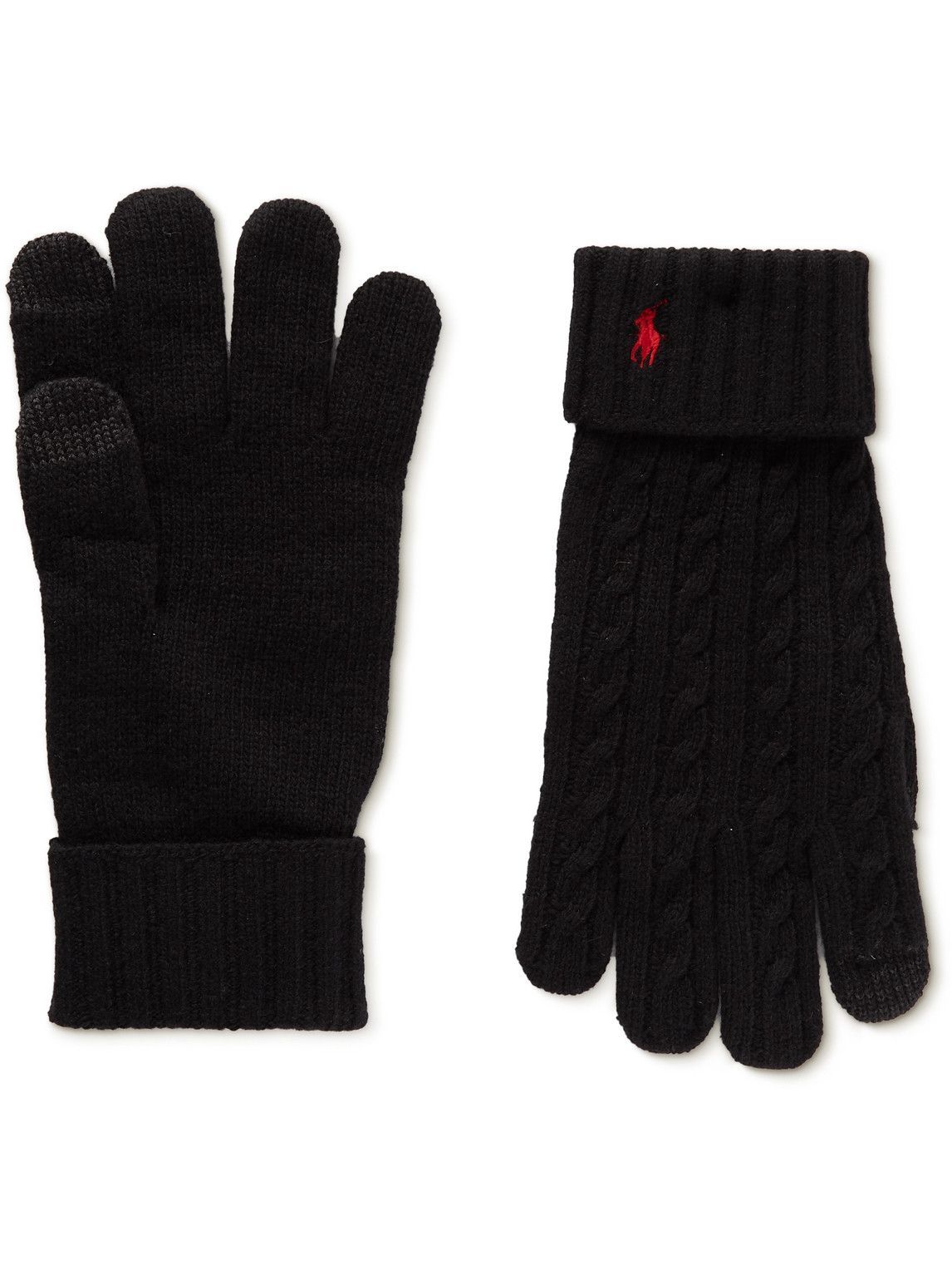 Photo: Polo Ralph Lauren - Logo-Embroidered Cable-Knit Wool-Blend Gloves