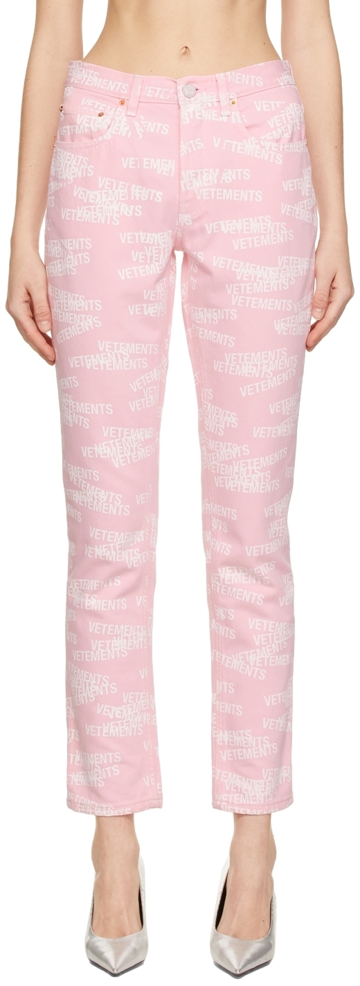 VETEMENTS Pink Stamped Logo Magic Fit 