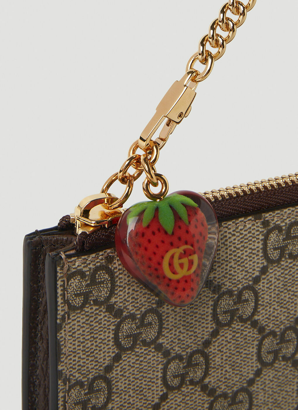 Gucci - Double G Strawberry Clutch Bag in Brown Gucci