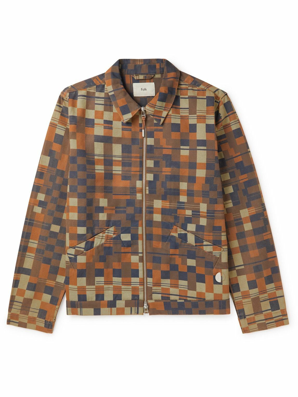 Folk - Signal Checked Cotton-Canvas Blouson Jacket - Brown Folk