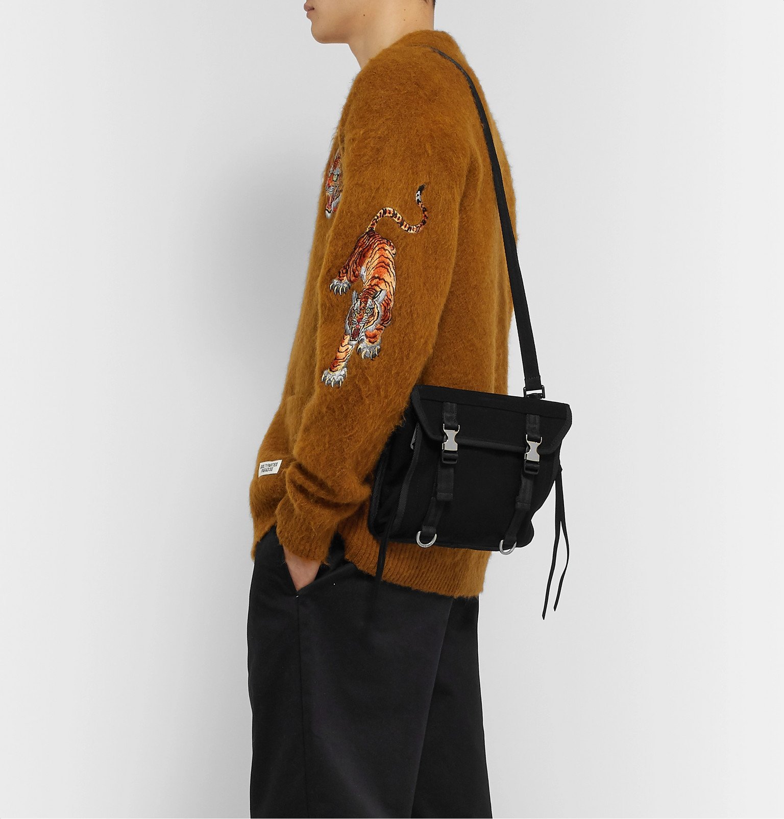 Indispensable Faux Suede Messenger Bag Black Indispensable