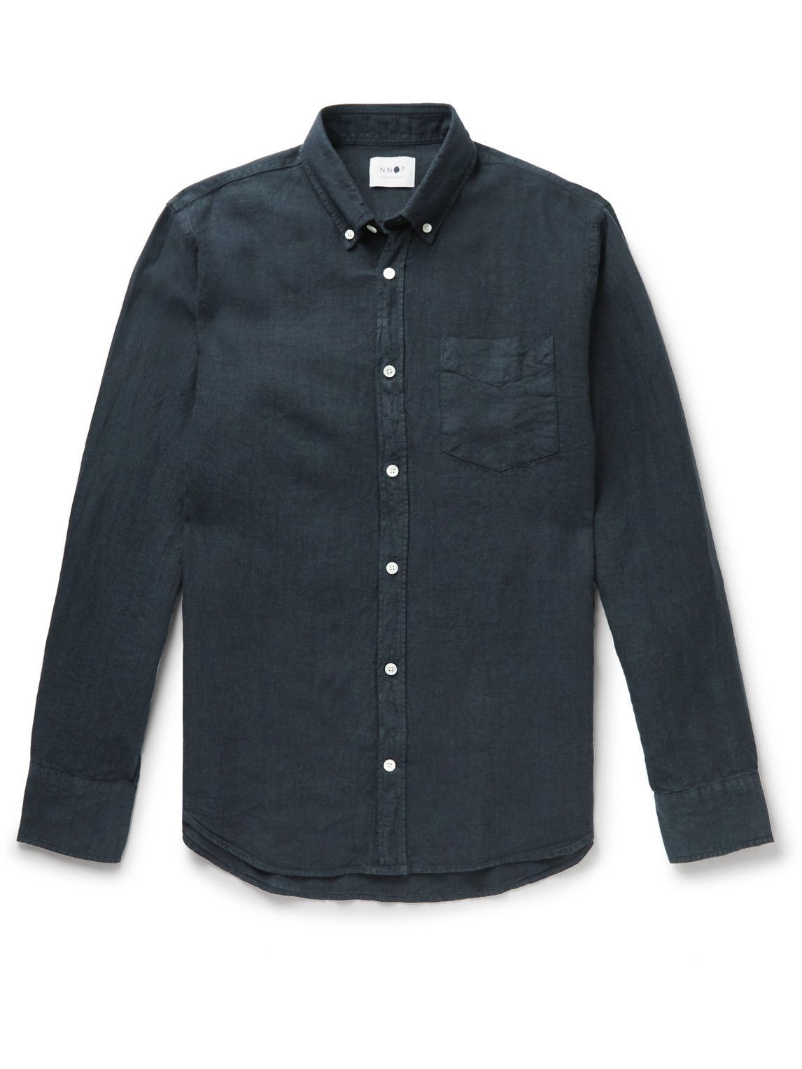 NN07 - Levon Button-Down Collar Linen Shirt - Blue NN07