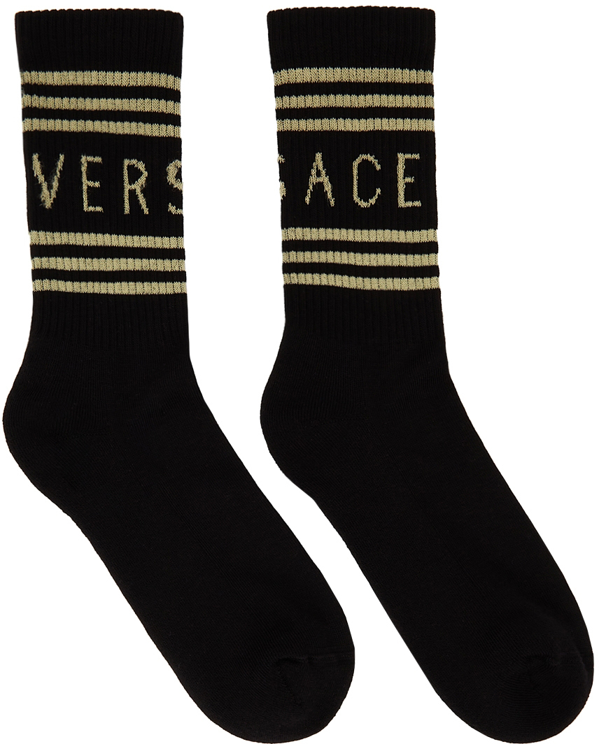 Versace Black & Gold Vintage Logo Socks Versace