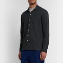 Oliver Spencer - Slim-Fit Striped Flocked Cotton-Blend Shirt - Black