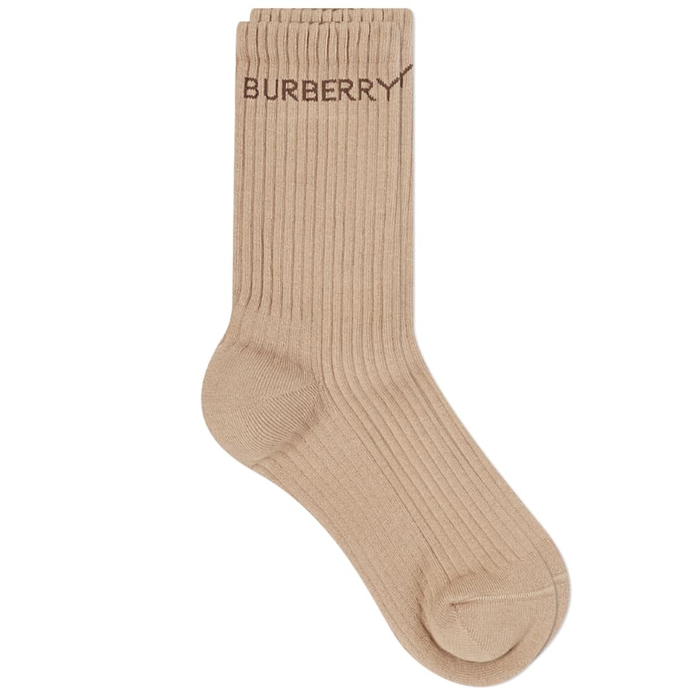 Burberry Women's Branded Sports Sock in Camel Burberry