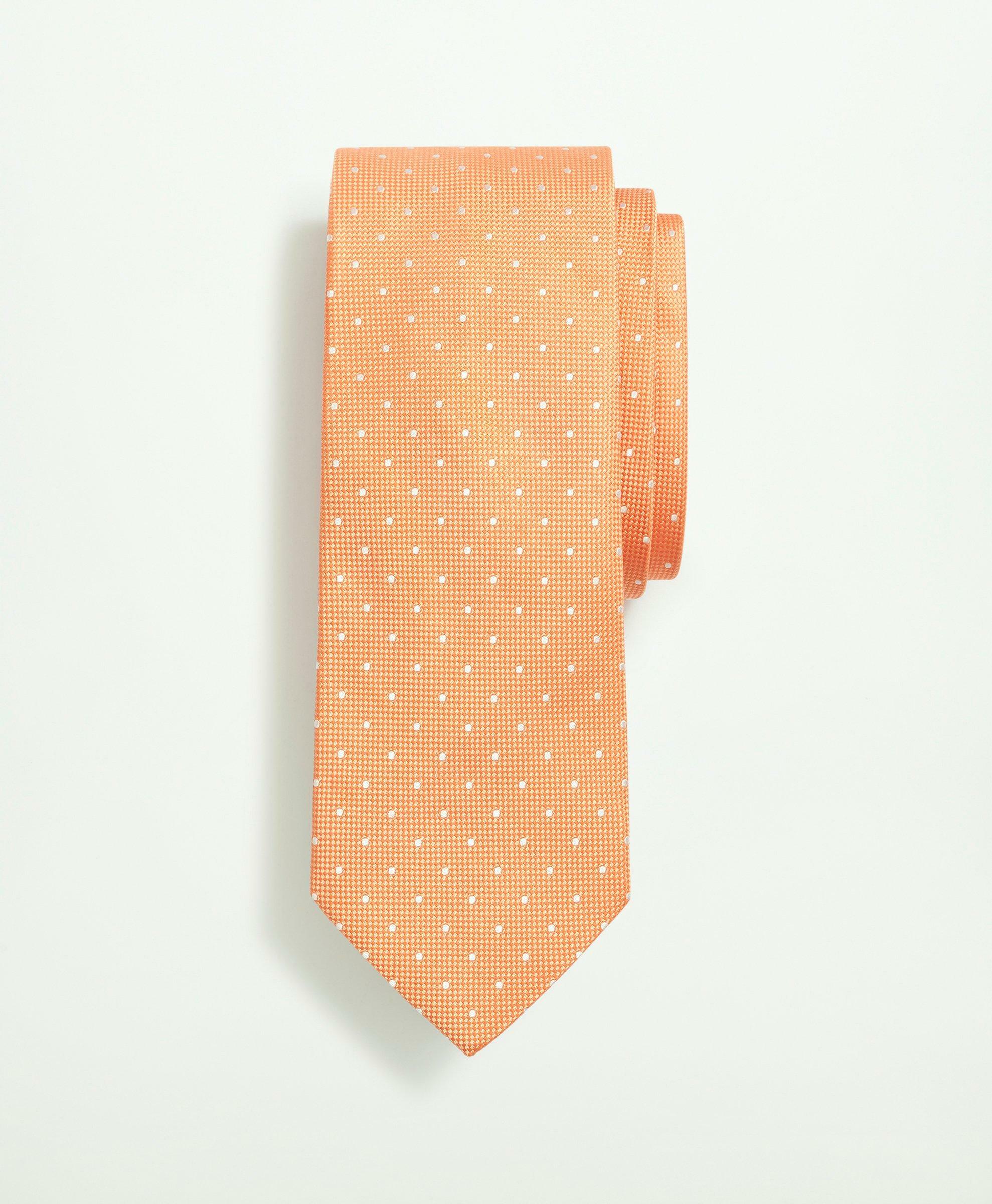 Brooks Brothers Men's Silk Dot Pattern Tie | Orange