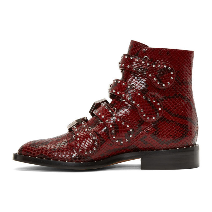 Givenchy Red Python Multi-Strap Boots 