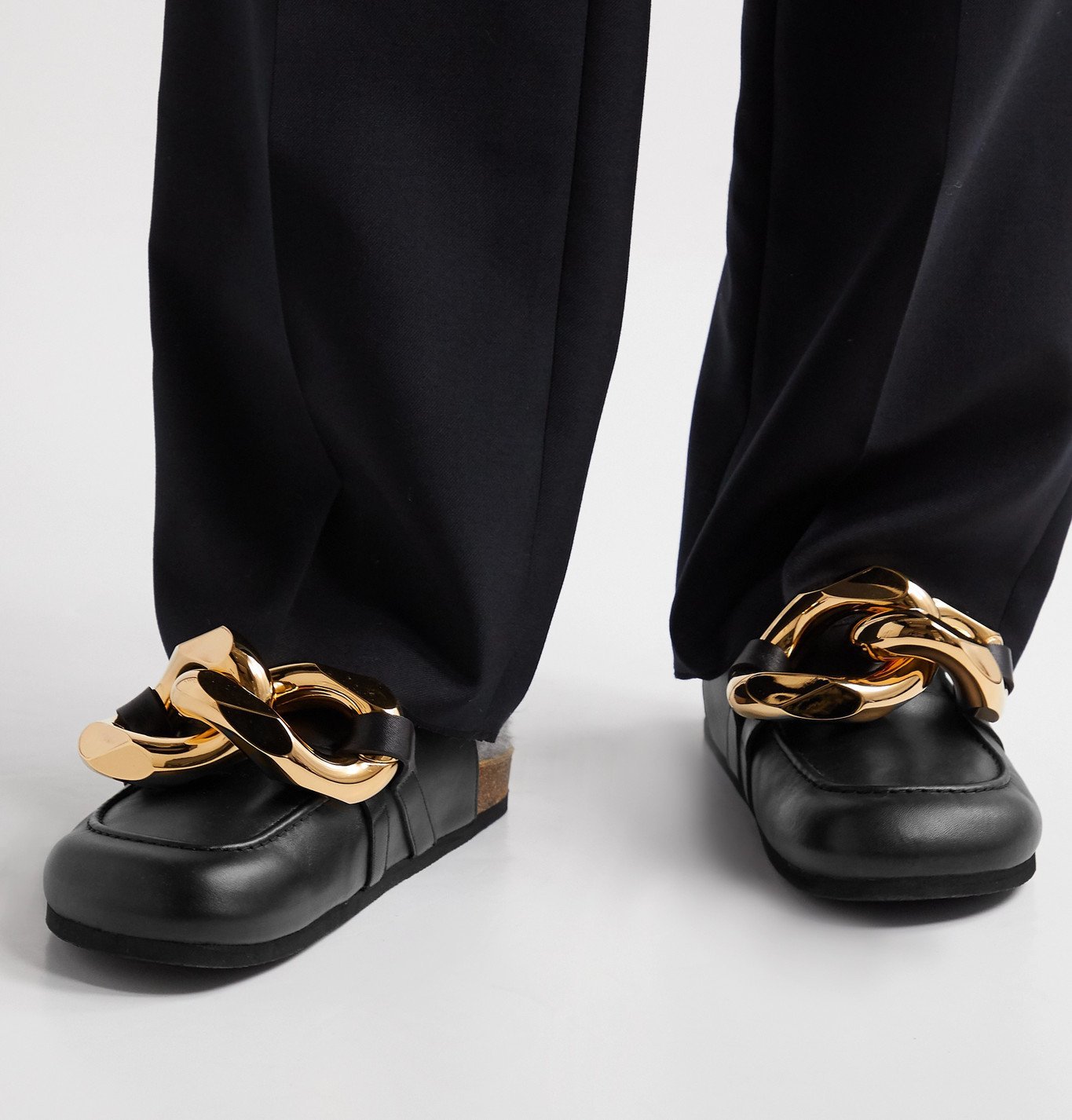 JW Anderson - Chain-Embellished Leather Backless Loafers - Black JW ...