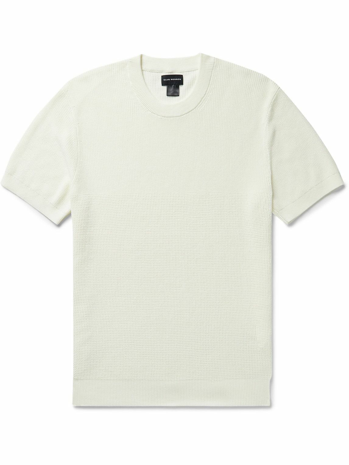 Photo: Club Monaco - Ribbed and Waffle-Knit Cotton T-Shirt - White