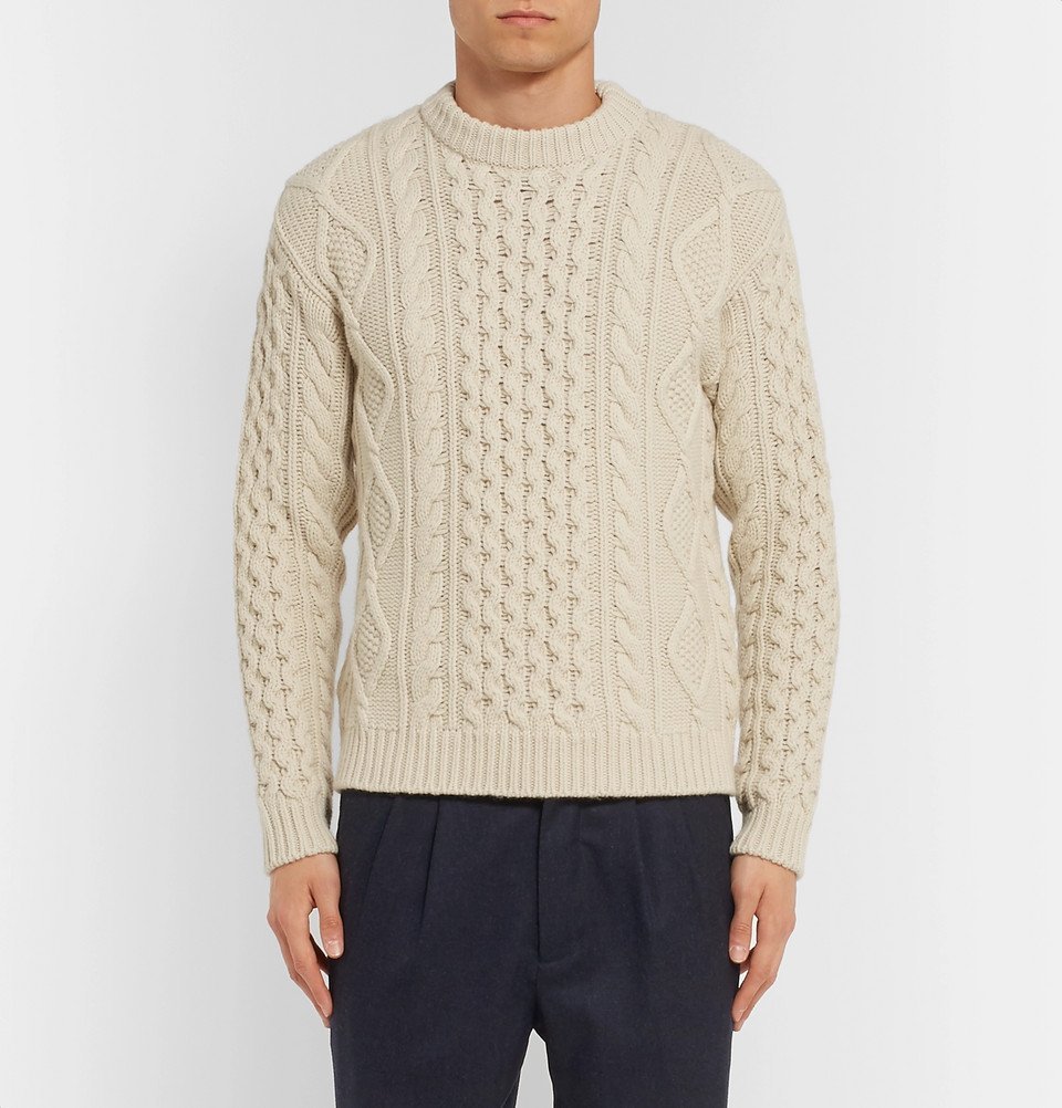 Brioni - Cable-Knit Camel Hair Sweater - Men - Cream Brioni