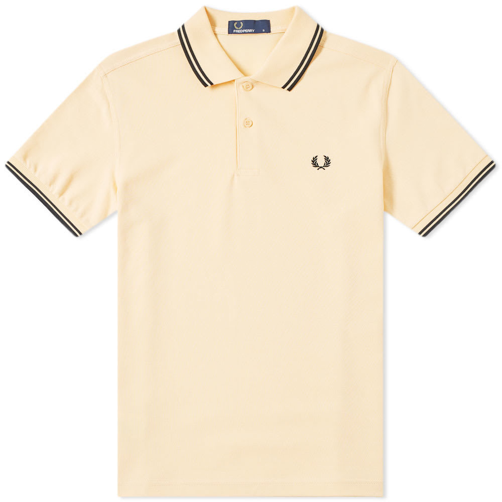 Fred Perry Authentic Twin Tipped Polo Pale Apricot & Black Fred Perry
