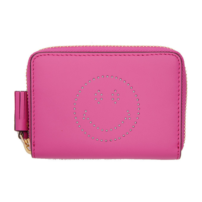 Anya Hindmarch Pink Small Smiley Zip Around Wallet Anya Hindmarch