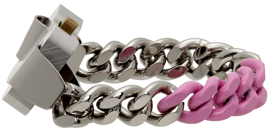 1017 ALYX 9SM Silver & Pink Colored Links Bracelet