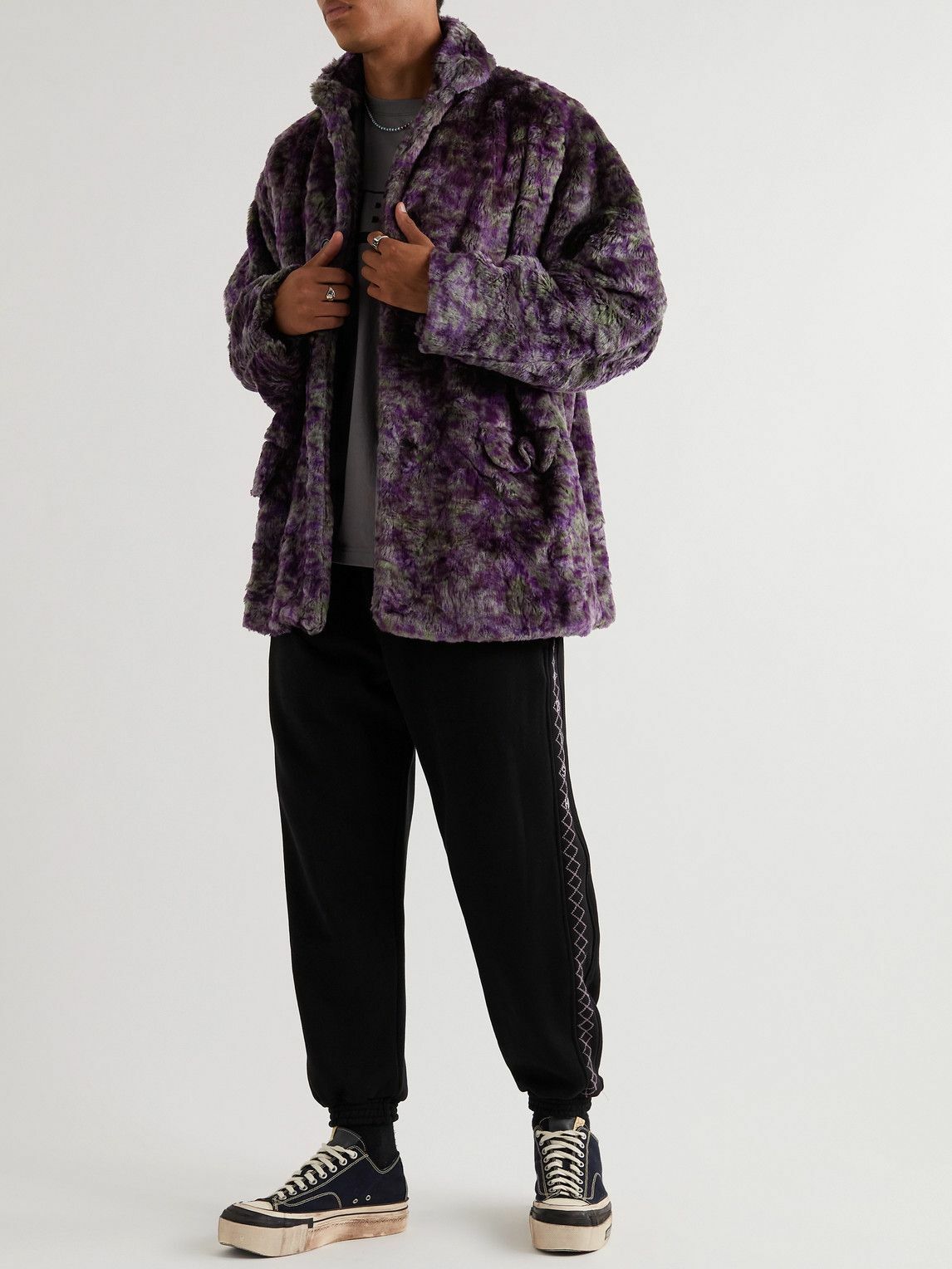 Needles - Oversized Faux Fur Coat - Purple Needles