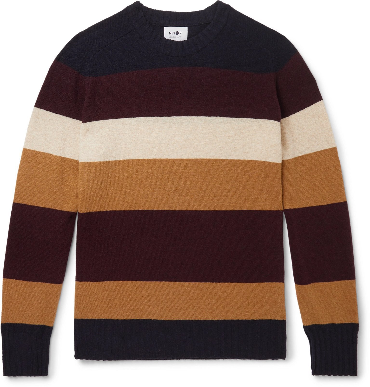 Nn07 Edgar Striped Wool Sweater Brown Nn07