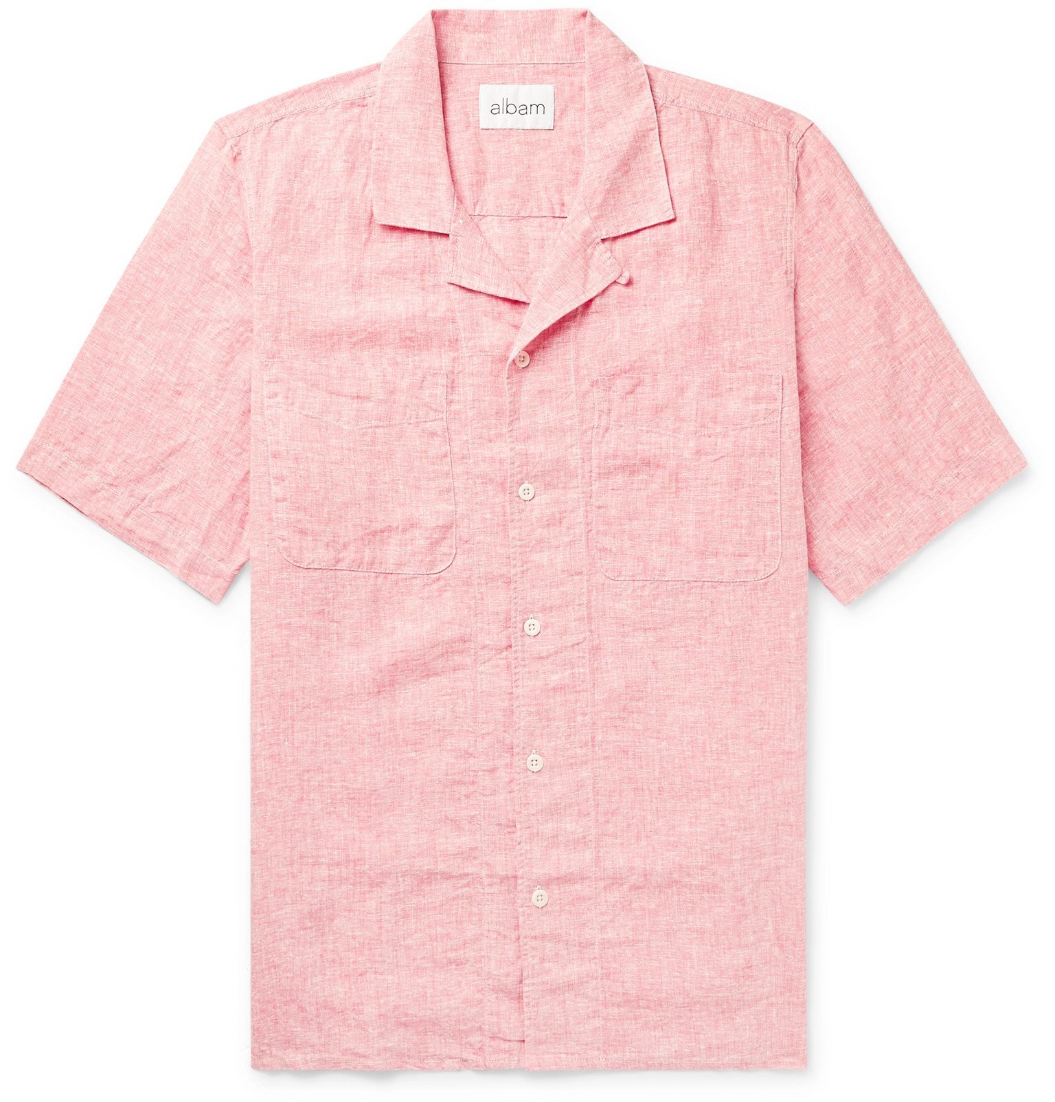 Albam - Camp-Collar Linen Shirt - Pink Albam
