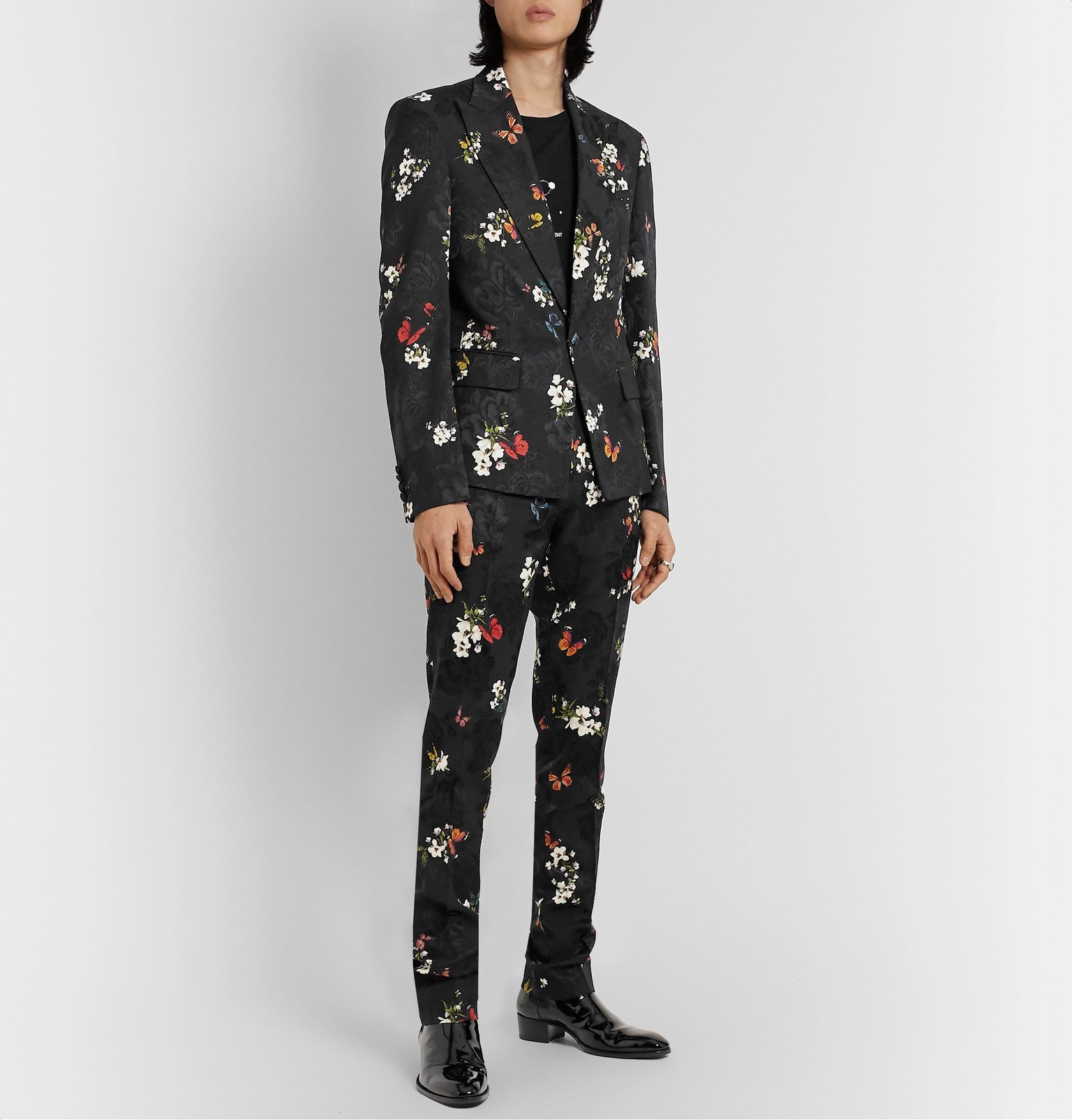 floral jacquard suit