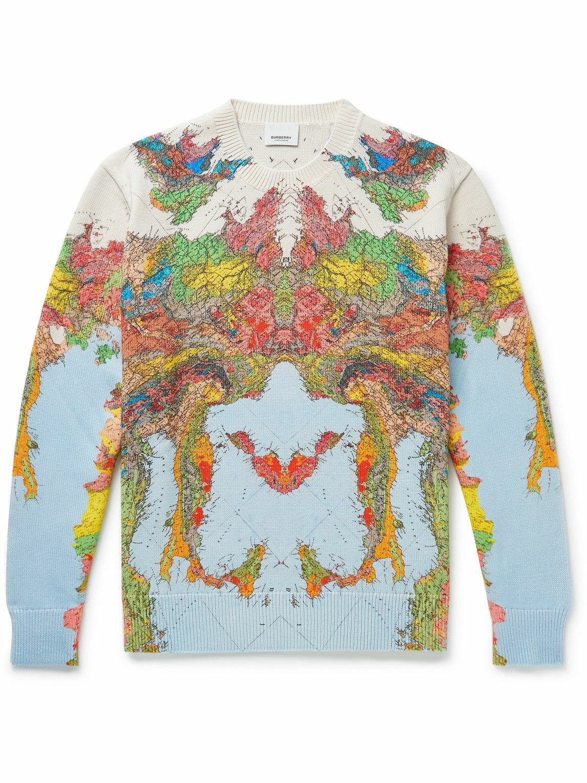 Photo: Burberry - Printed Cotton Sweater - Blue