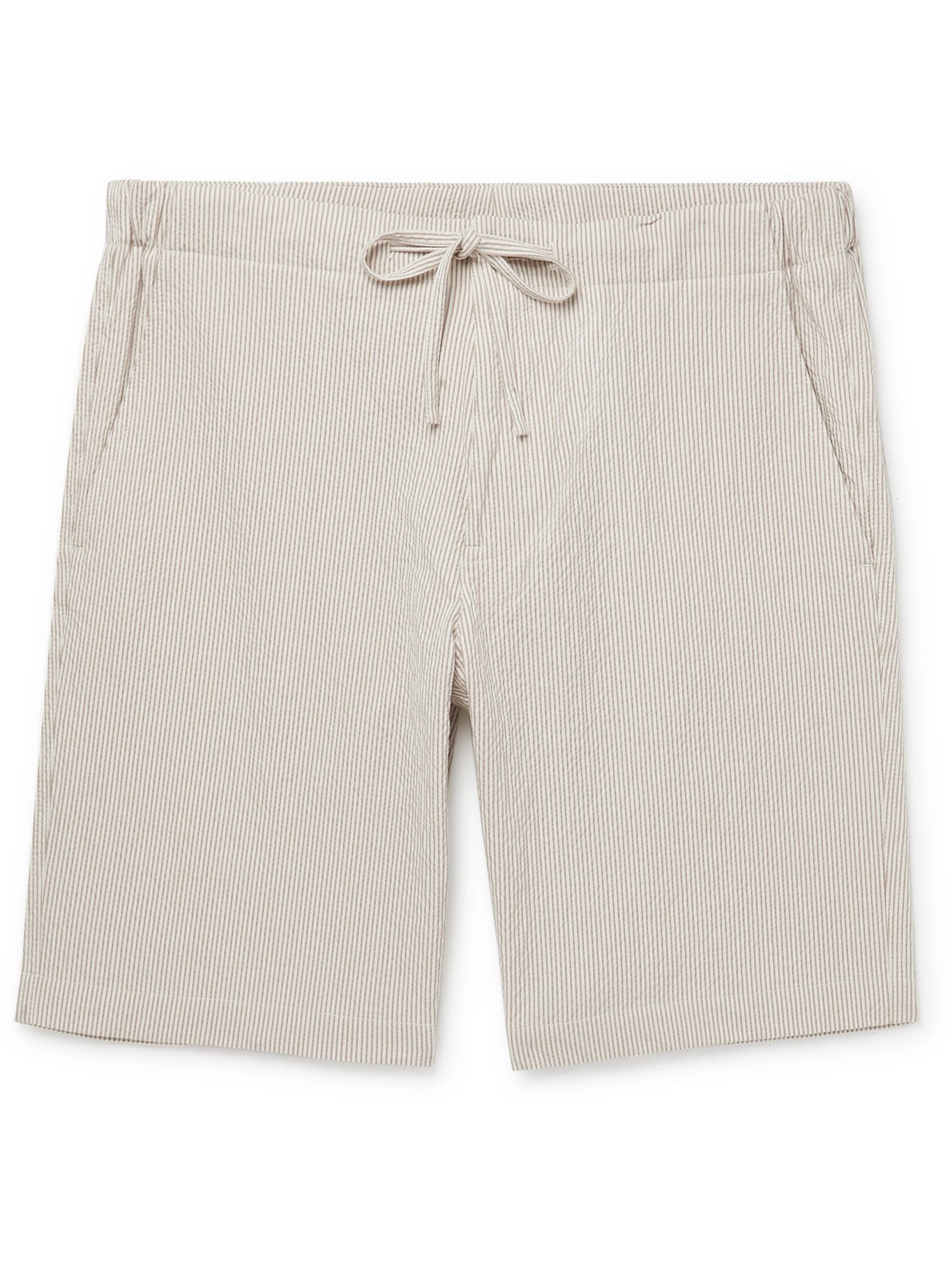 LORO PIANA - Striped Cotton-Blend Seersucker Drawstring Shorts ...