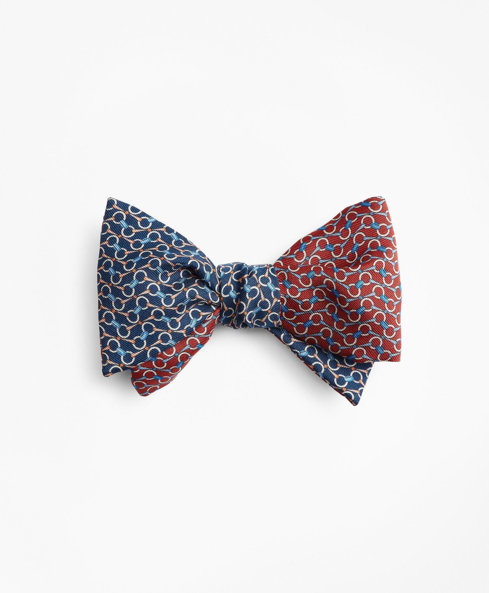 Brooks Brothers Men's Bit Chain Link Print Reversible Bow Tie | Red/Navy