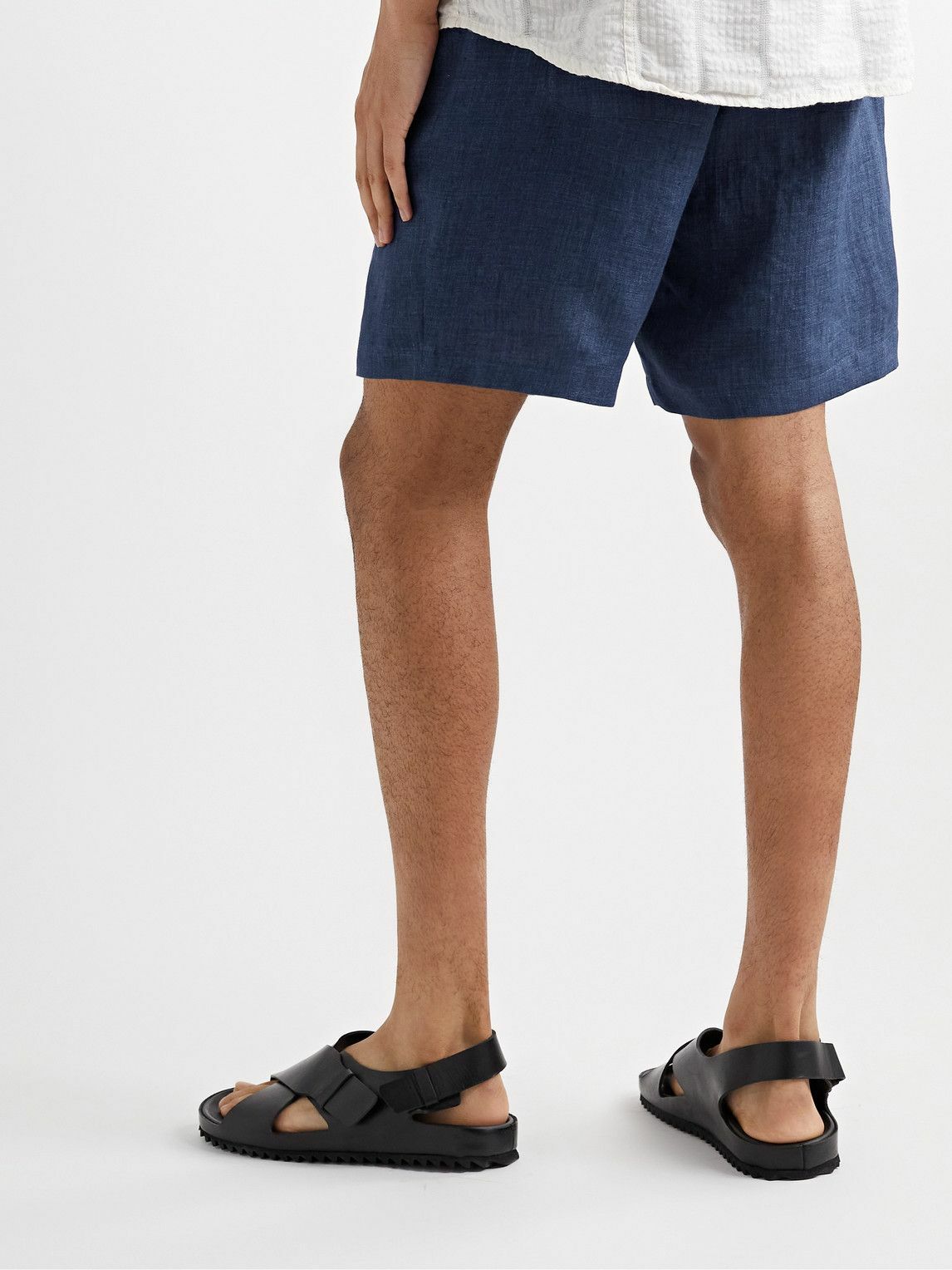 Oliver Spencer - Osborne Straight-Leg Slub Organic Linen Shorts - Blue