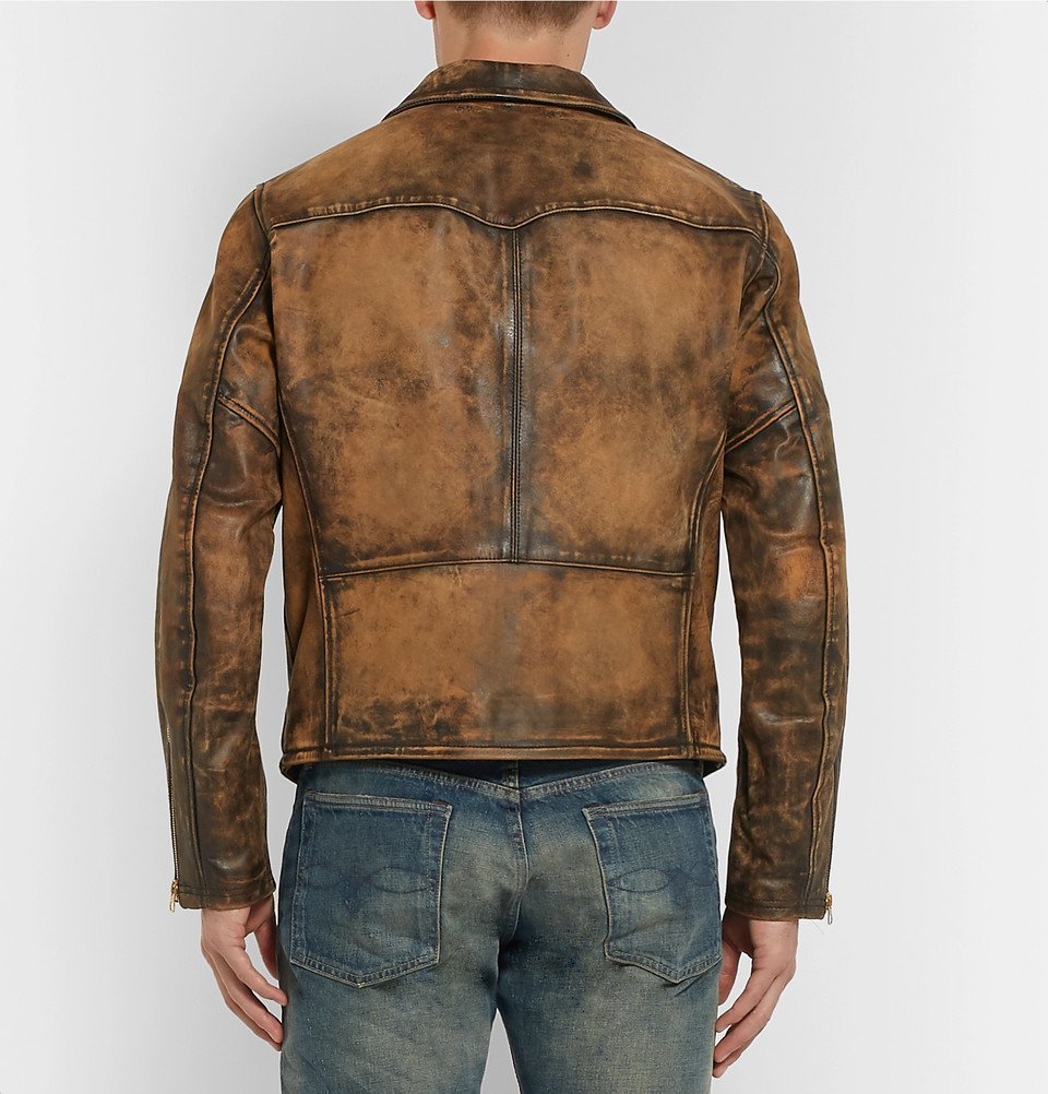 RRL - Distressed Leather Biker Jacket - Men - Brown RRL