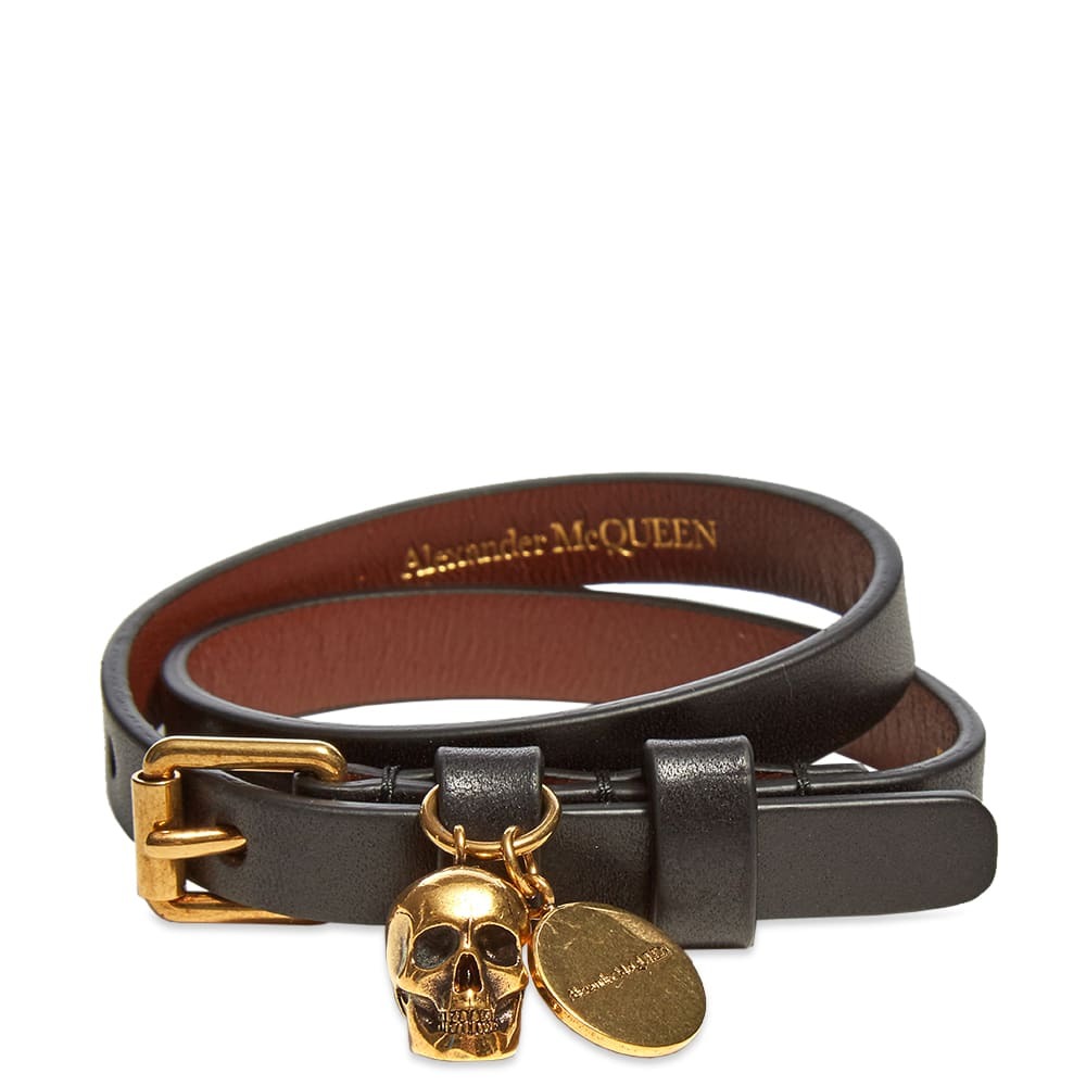 Alexander McQueen Men's Double Wrap Skull Bracelet in Black/Gold ...