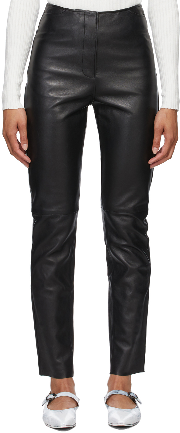 Black Leather Straight Trousers Toteme