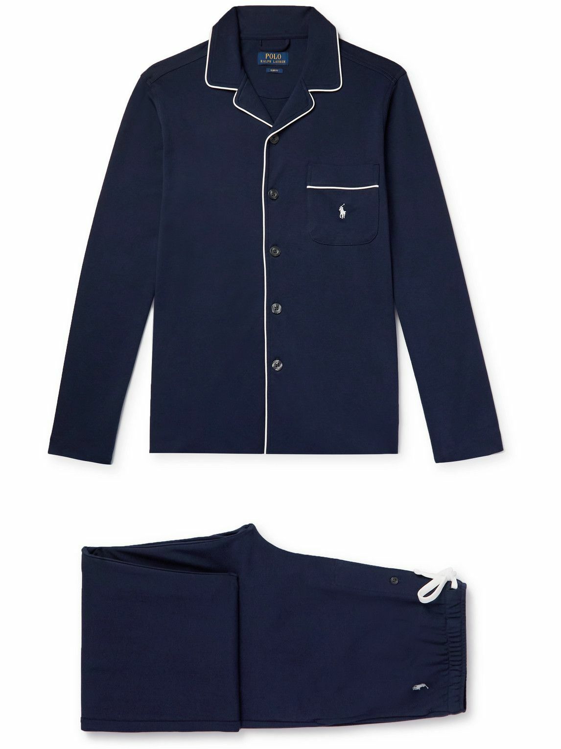 Photo: Polo Ralph Lauren - Slim-Fit Logo-Embroidered Cotton-Jersey Pyjama Set - Blue