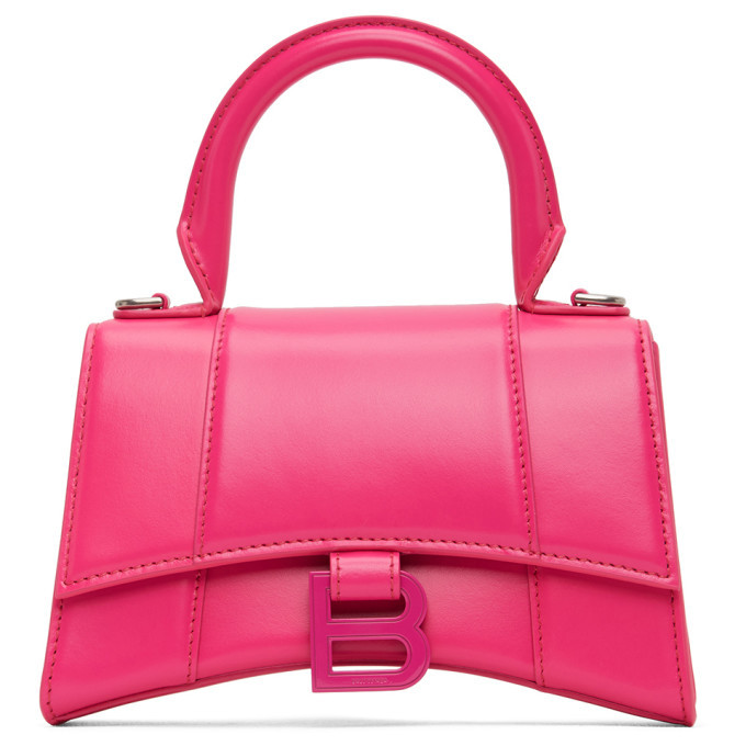 Balenciaga Pink XS Hourglass Top Handle Bag Balenciaga