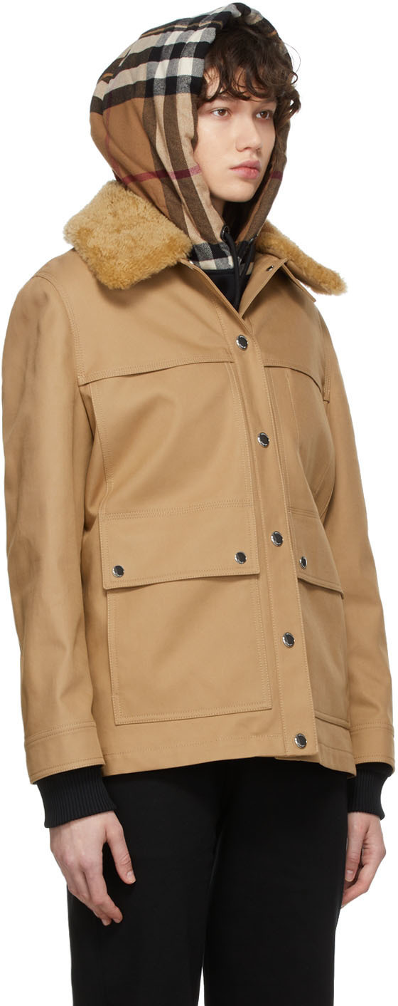 Burberry Tan Shearling Collar Field 
